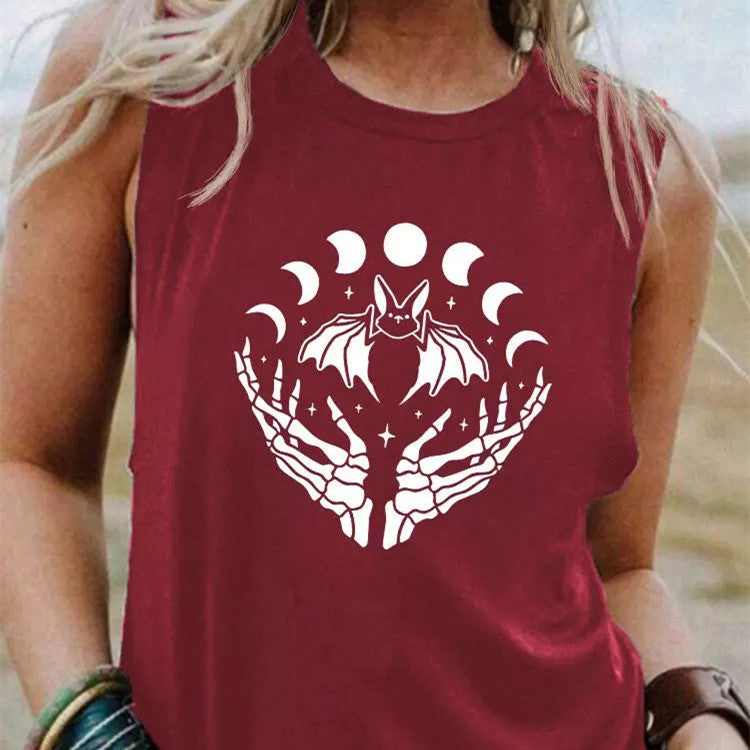 Sun And Moon Skull Hand New Sleeveless T-Shirt Vest