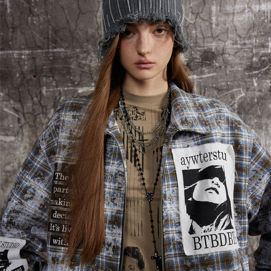 Distressed Plaid Jacket For Men