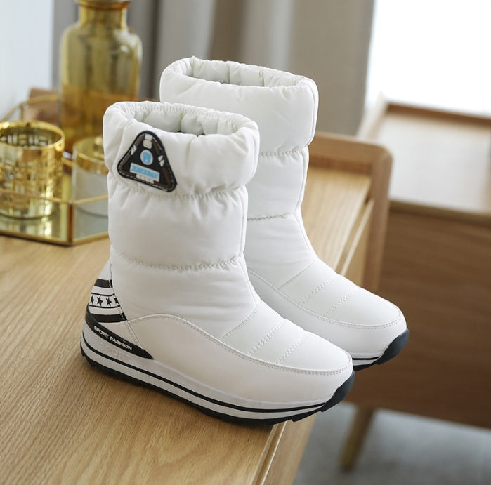 Women's Flat-bottomed Mid-tube Thermal Cotton Boots