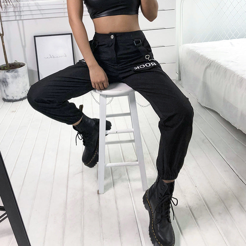 Fashion zipper high waist casual overalls