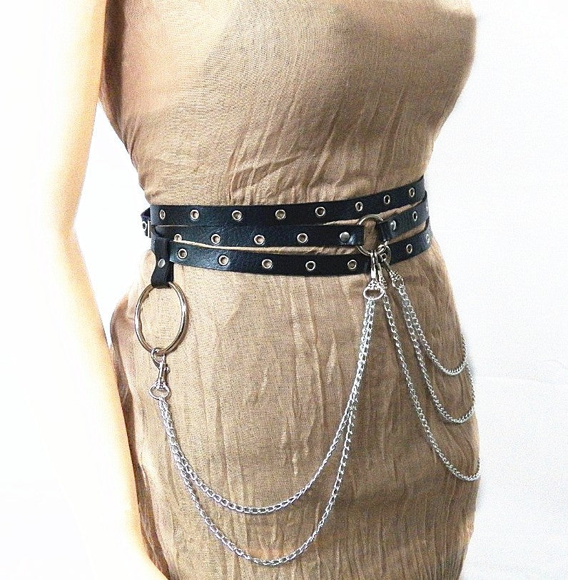 Punk style concave waist chain