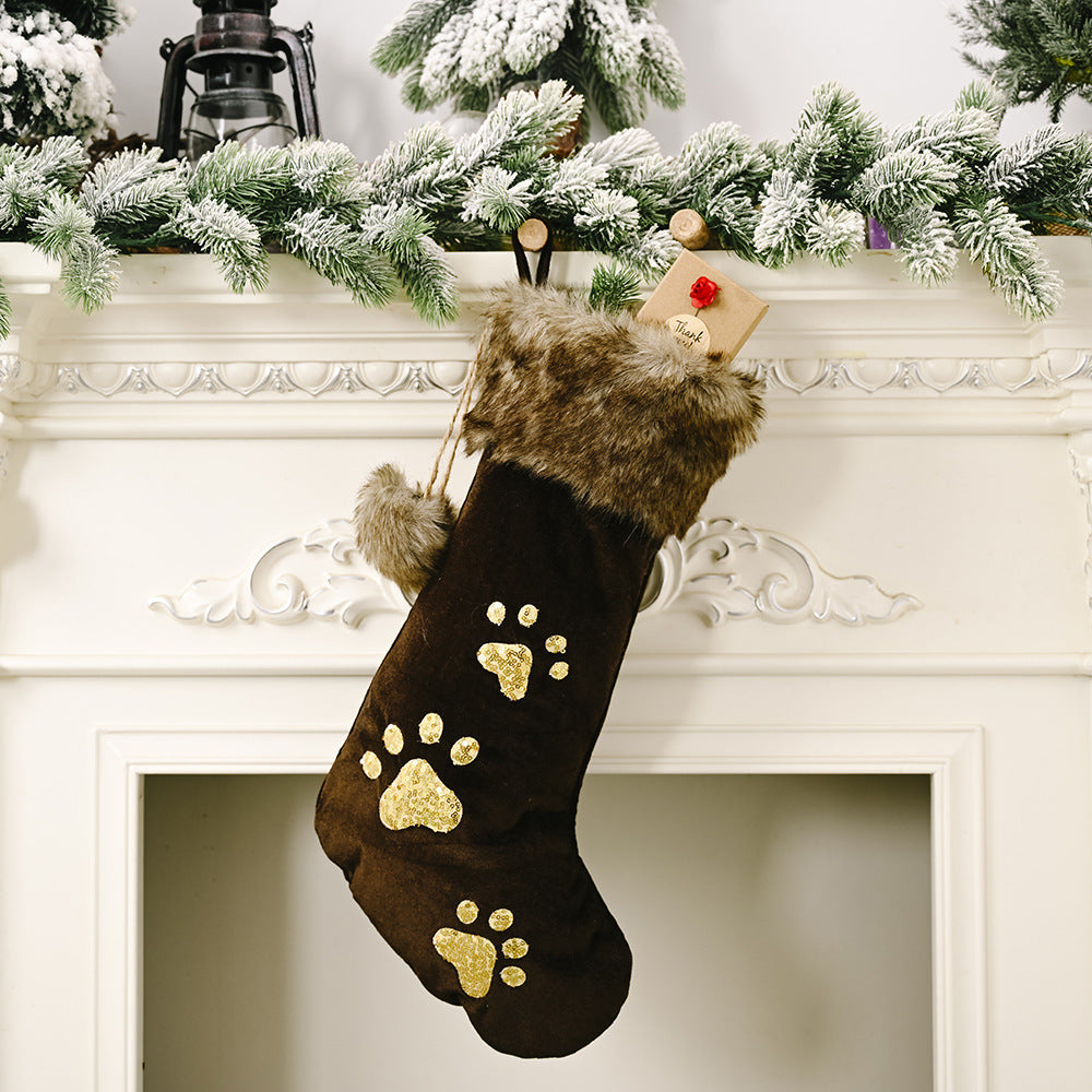 Flannel Pearl Snowflake Christmas Stocking White