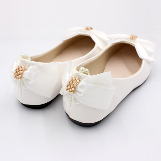 Star Cat White Bow Tie Women's Shoes