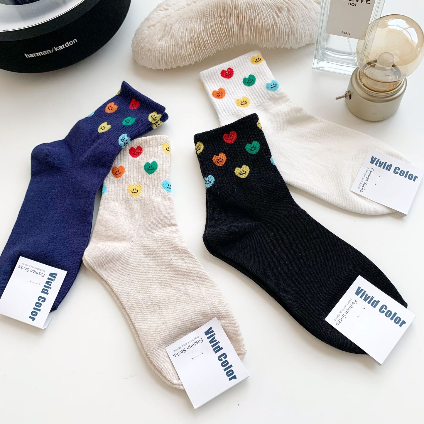 New color love women's lovely medium tube socks