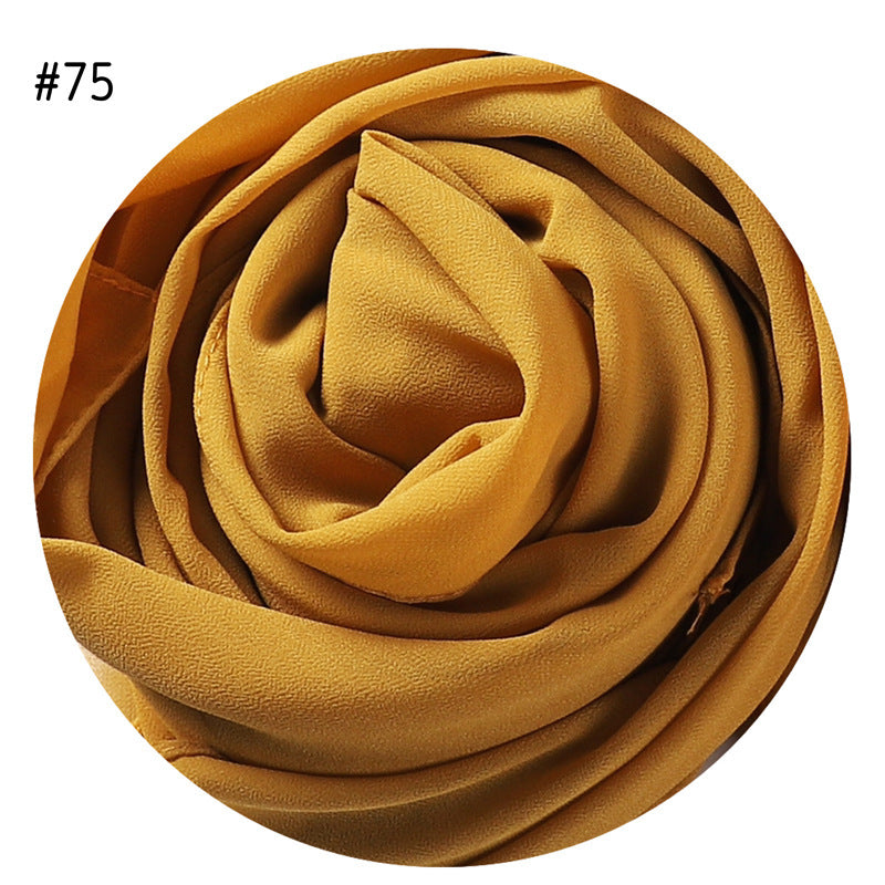 Women's Simple And Versatile Solid Color Pearl Chiffon Scarf