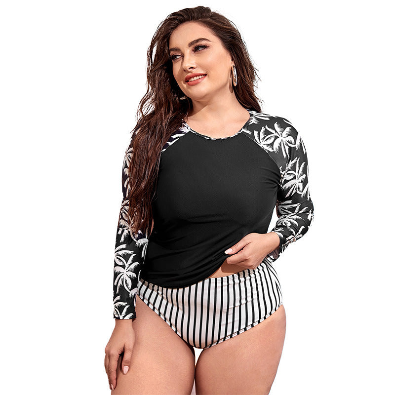 European And American New Printed Ladies Conservative Split Swimsuit