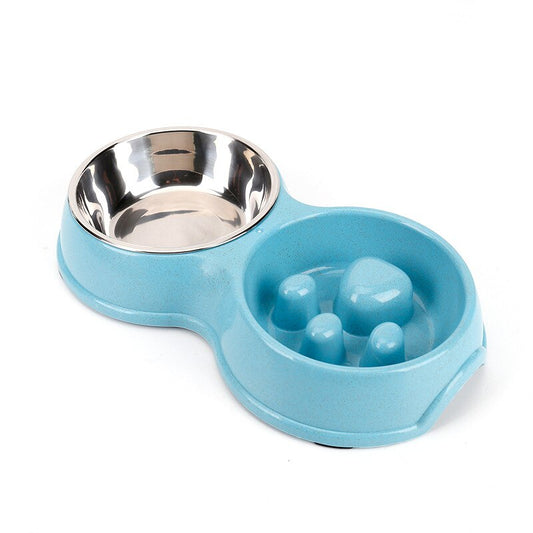 Stainless Steel Double Bowl Pet Tableware