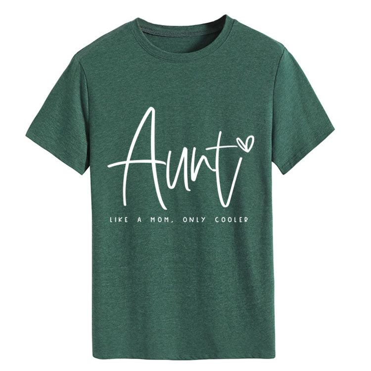 AUNT LIKE A MOM Fashion Round Neck Loose Short Sleeves