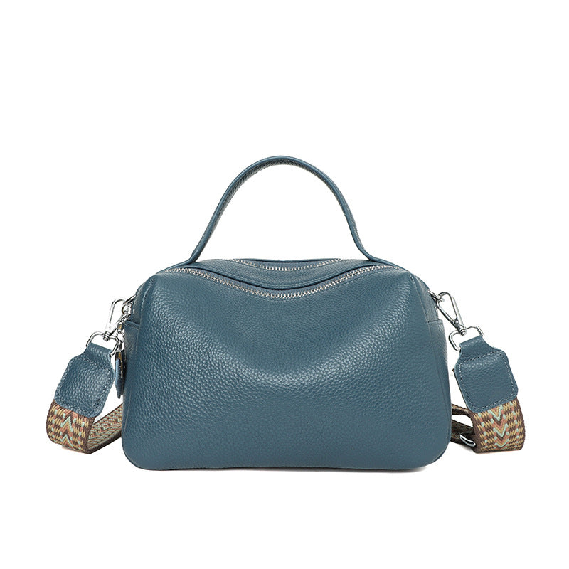 First Layer Cowhide Leather Single-shoulder Bag Summer New Classic Double Pull Large Capacity