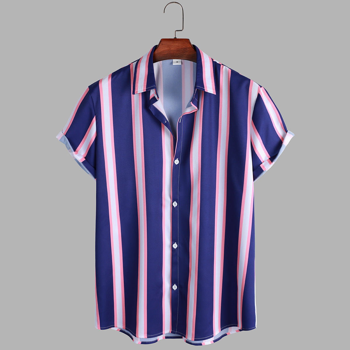Striped Shirt Men's Casual Short Sleeves