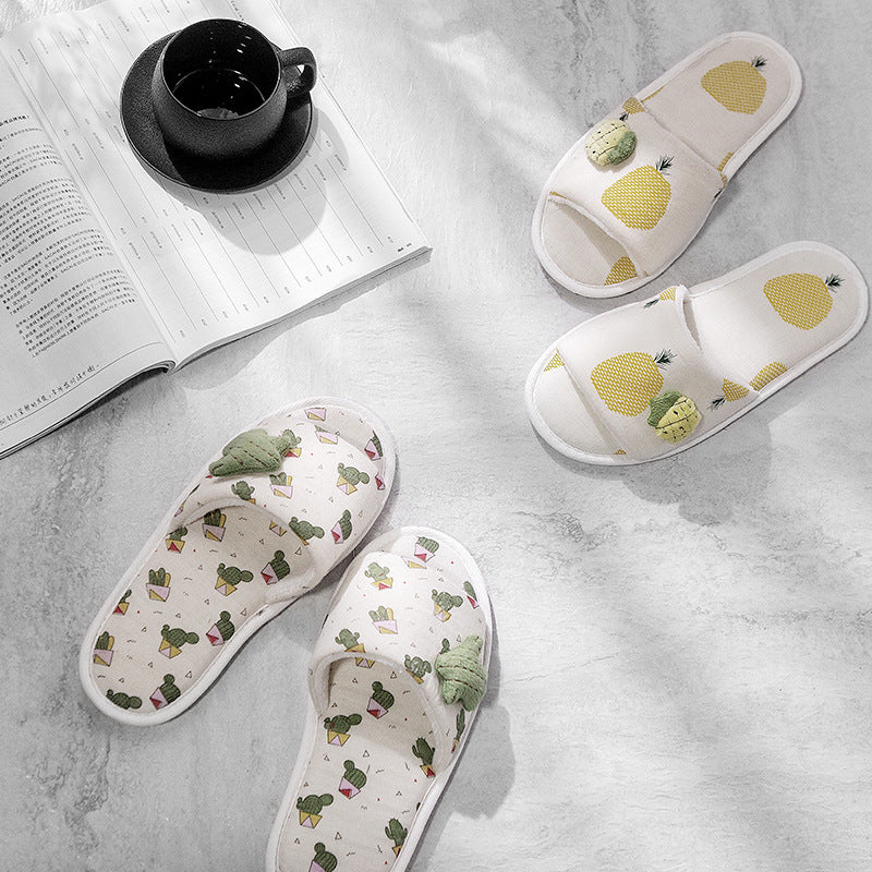 Home pineapple open-toed slippers