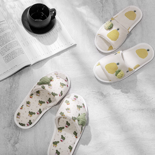 Home pineapple open-toed slippers