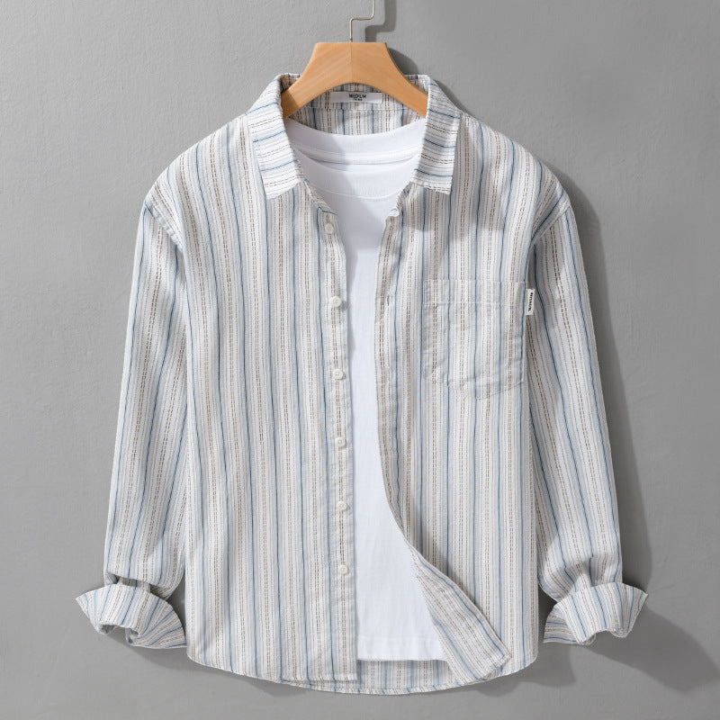 Striped Long-Sleeve Casual All-Match Fashionable Artistic Loose Shirt