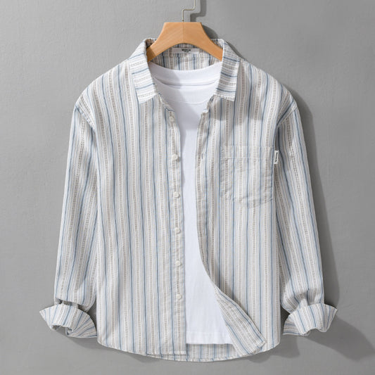 Striped Long-Sleeve Casual All-Match Fashionable Artistic Loose Shirt