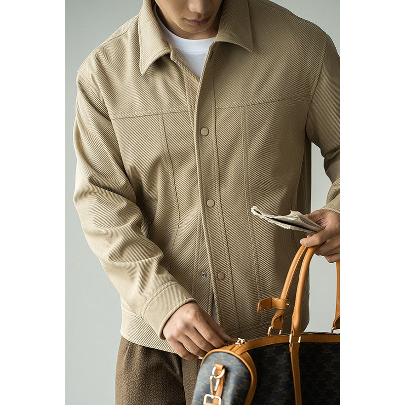 Twill Texture Shirt Collar Workwear Jacket For Men