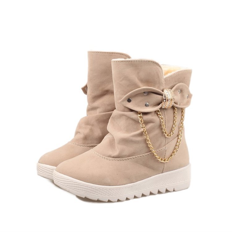Warm And Cold-proof Mid-tube Bow Snow Boots