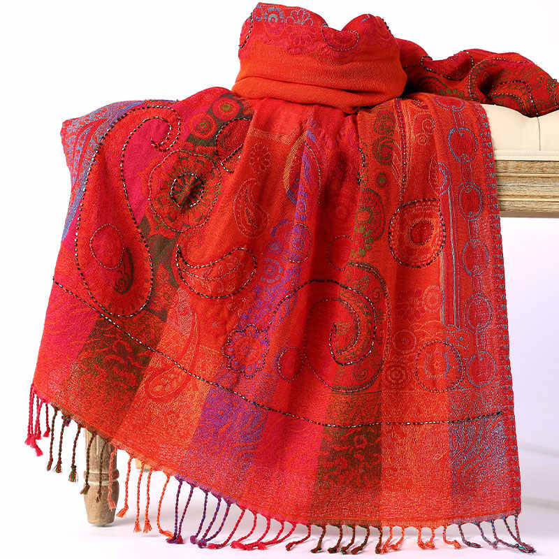 Ethnic Style Boiled Wool Warm Winter Scarf Shawl