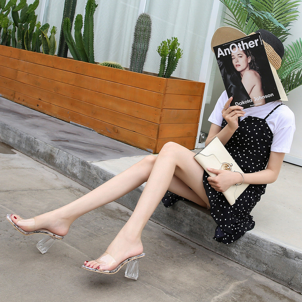 European and American transparent large size high heels