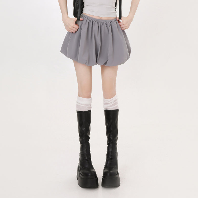 Women's A- Line Low Waist Puffy Bud Skirt