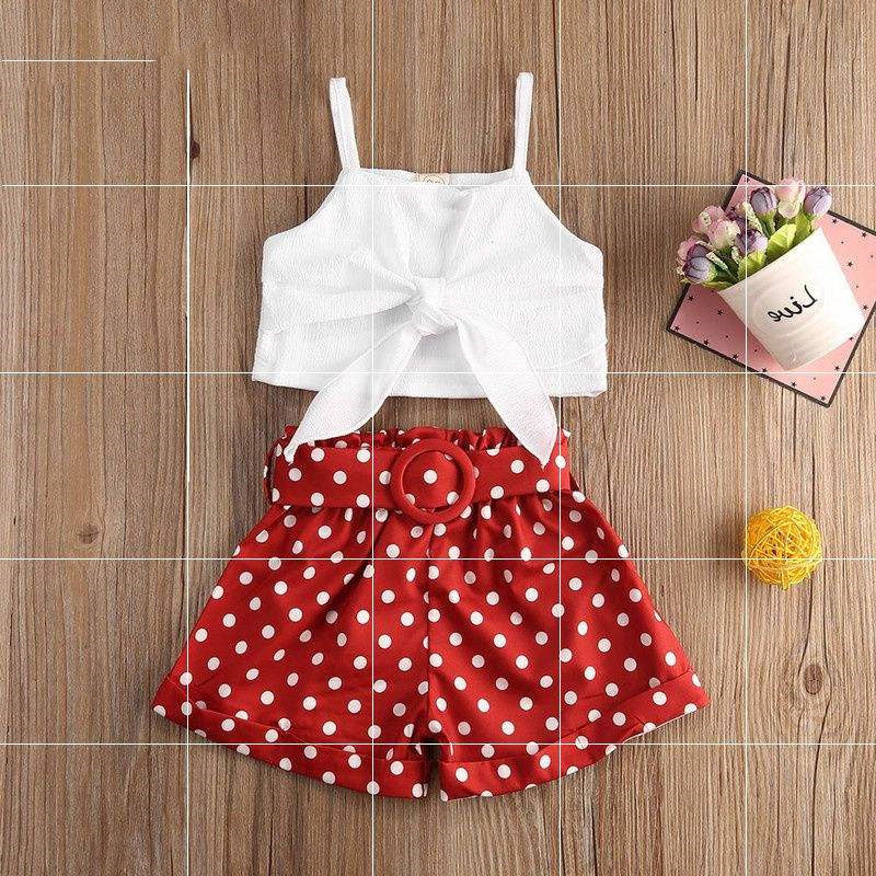 crop top  polka dot shorts suit
