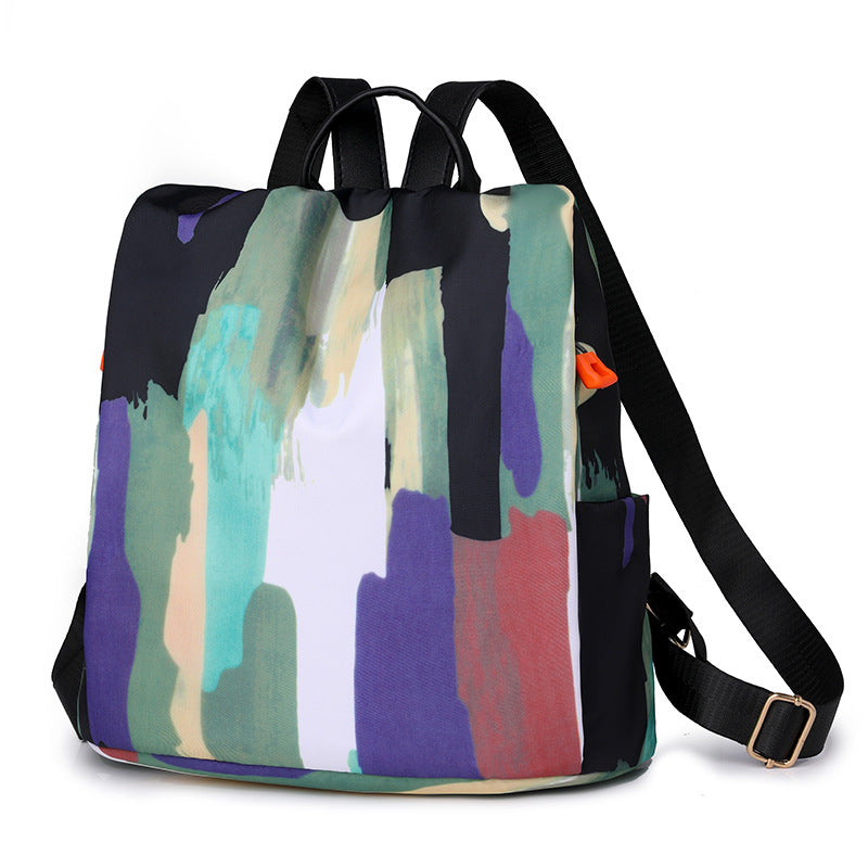 Solid Color Casual Ladies Backpack Oxford Cloth Backpack