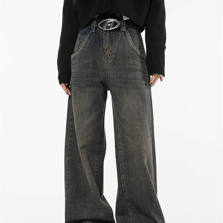 Women's Loose High Waist Skinny Straight Wide Pants