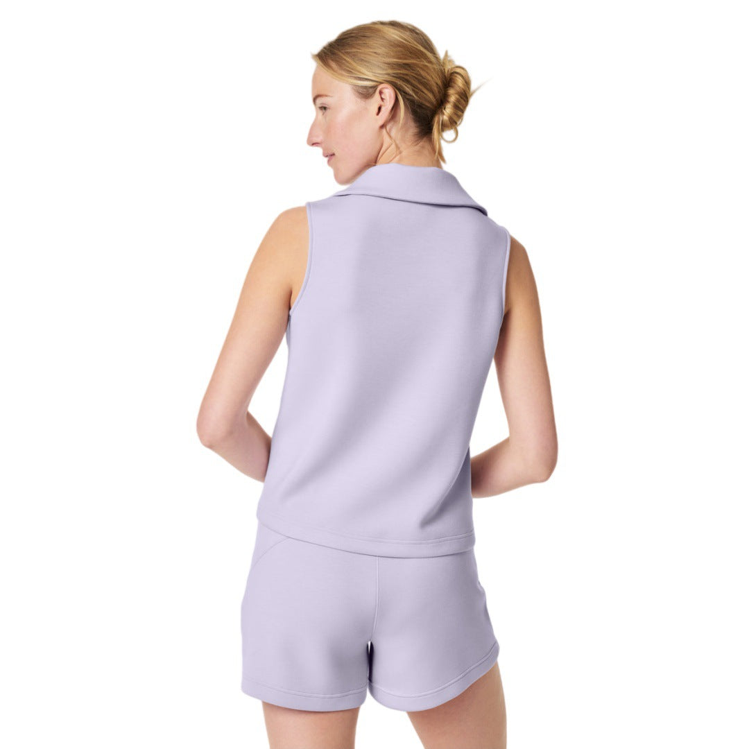 Stylish Casual Two-piece Set In Solid Color With An Air-layer Design