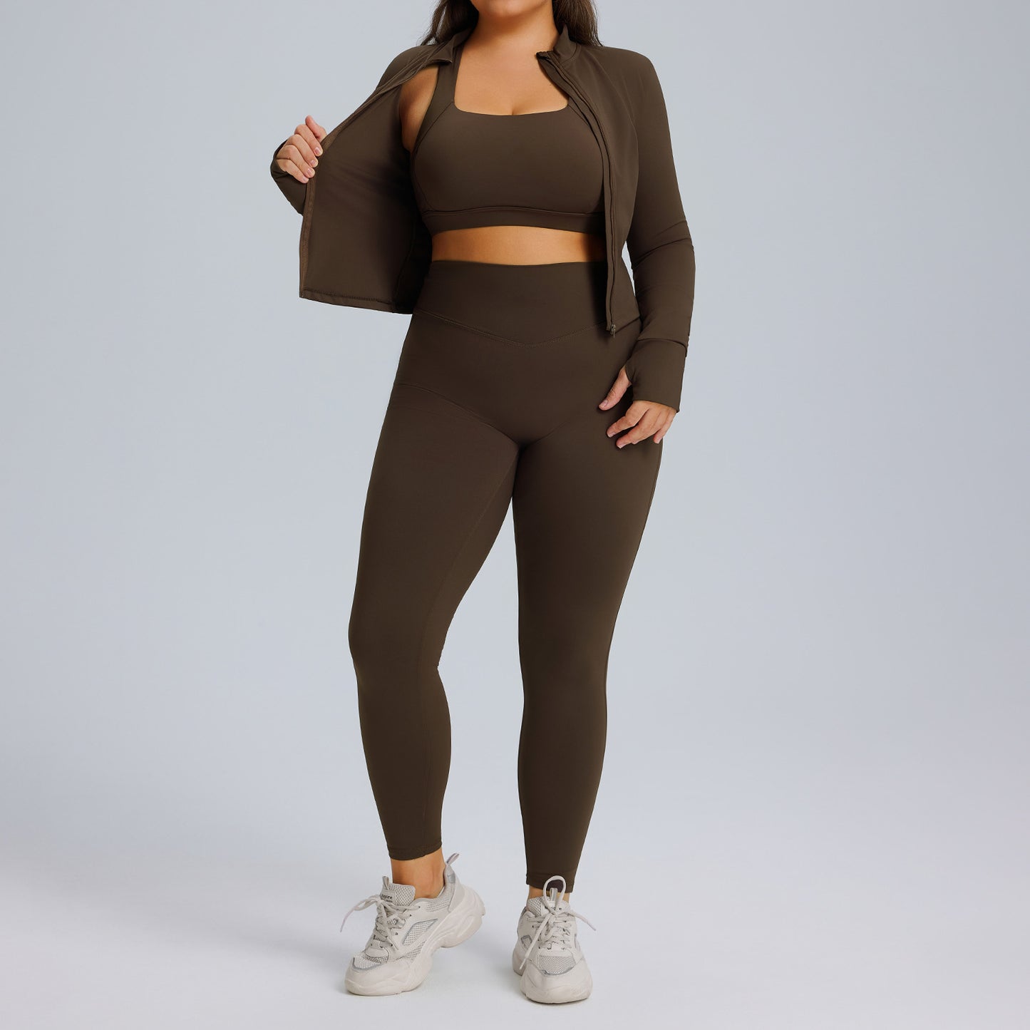 Womens High-Elastic Quick-Dry 3-Piece Sportswear Set