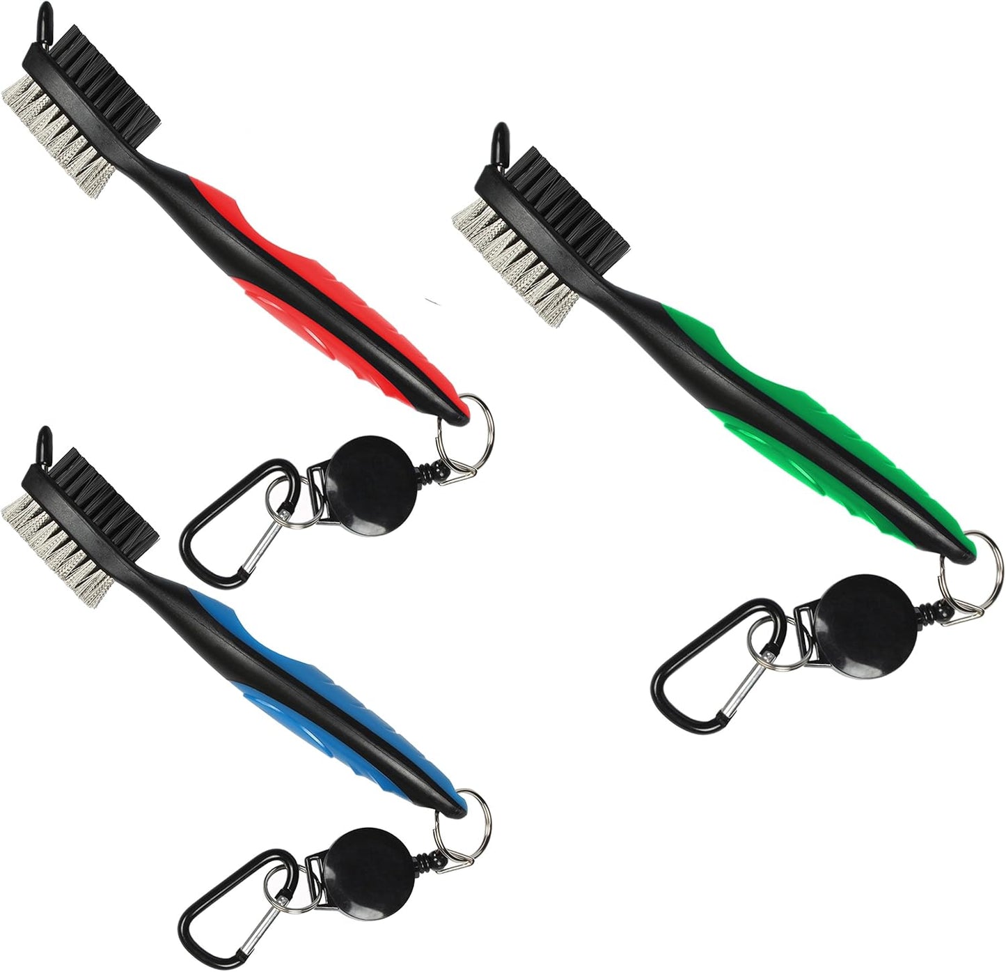 ® Golf Club Brush and Club Groove Cleaner 2 Ft Retractable Zip-Line Aluminum Carabiner, Lightweight and Stylish, Ergonomic Design, Easily Attaches to Golf Bag