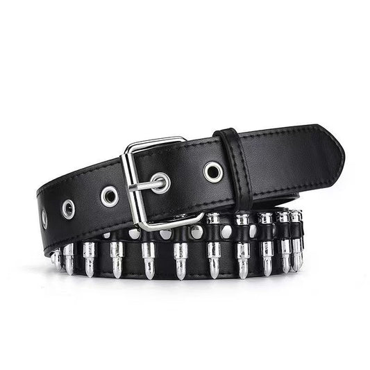 Men's And Women's Gothic-style Three-row Studded Belt
