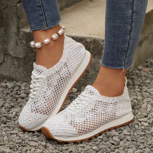Women's Mesh Surface Shoes Lace-up Canvas Shoes