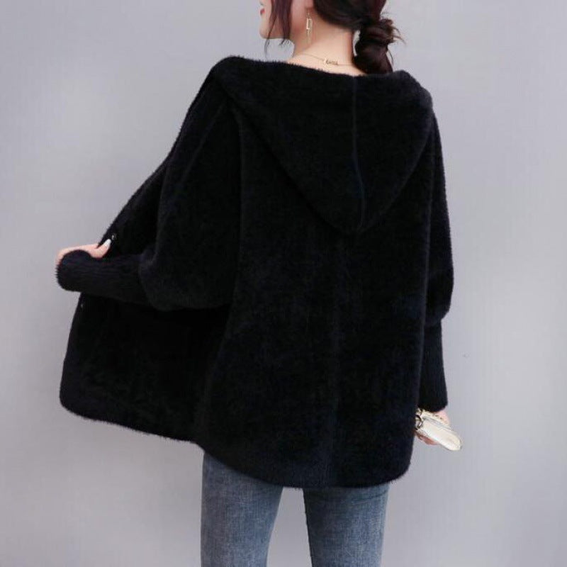 Loose All-matching Thickened Double-sided Velvet Knitted Cardigan