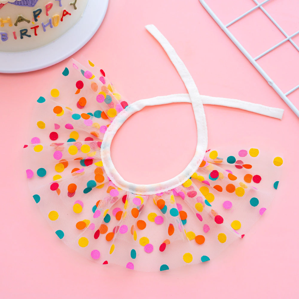 Pet Polka Dot Lace Bib Dog Birthday Suit