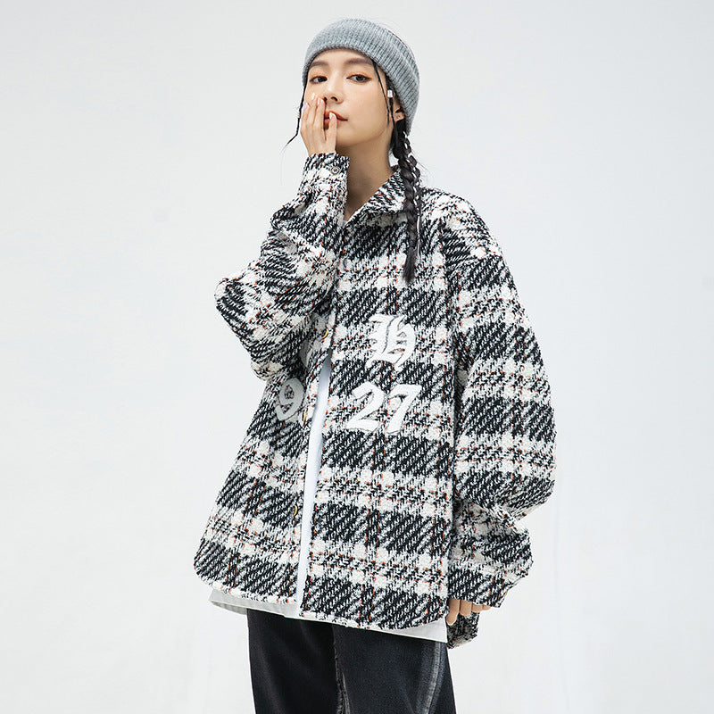 Designer Plaid Embroidered Coat For Men And Women