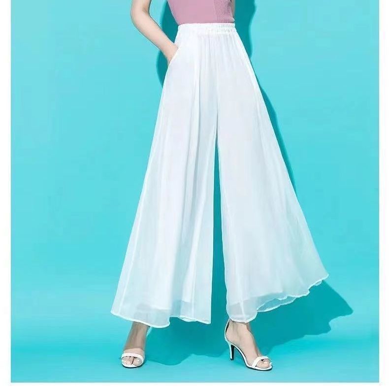 Draping And Pocket New Ice Silk Chiffon Ultra-thin Pants