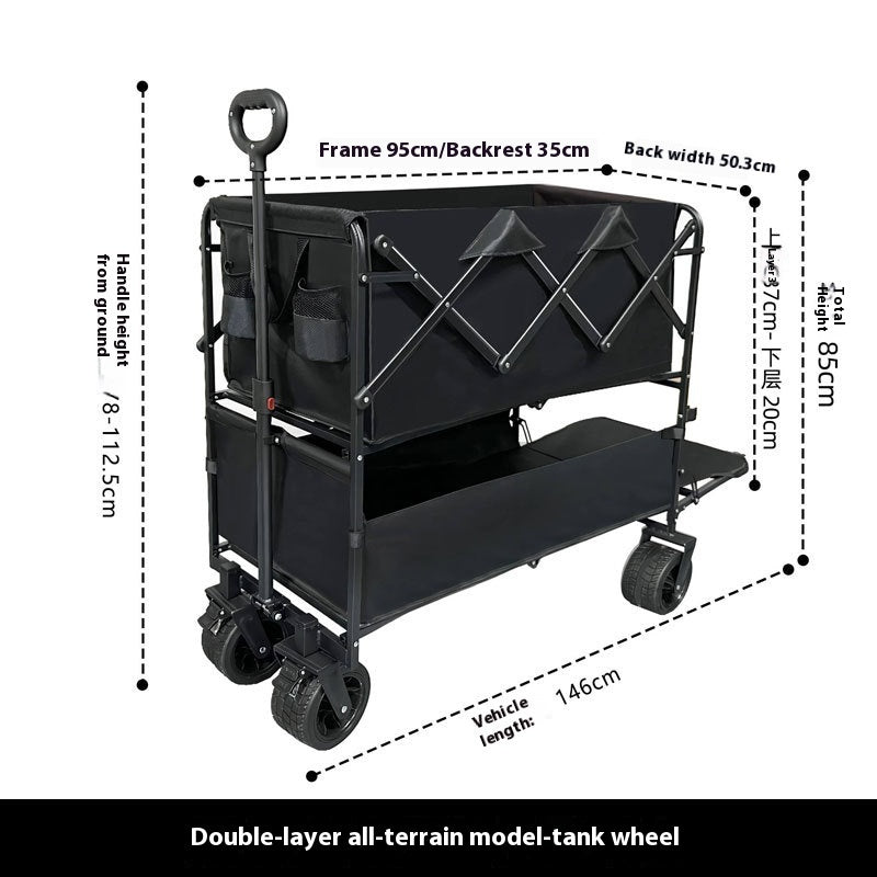 Outdoor Camping Large Capacity Express Shopping Cart Double-layer Cart