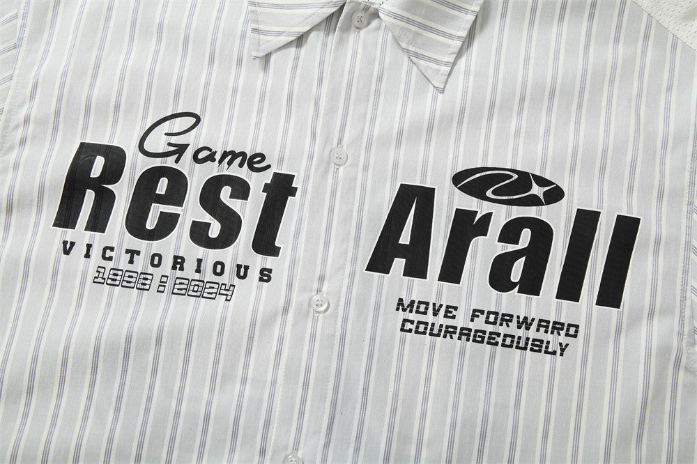 Letter Printed Long Sleeve Shirt Men's Loose Casual
