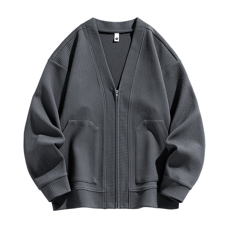 Business Casual Knitted Men's Solid Color Plus-sized Plus-sized Jacket