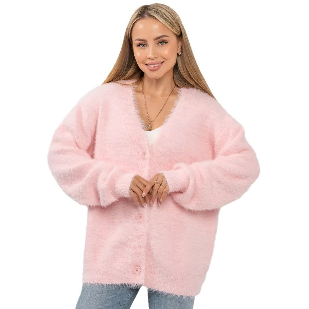 European And American New Loose V-neck Casual Sweater Women