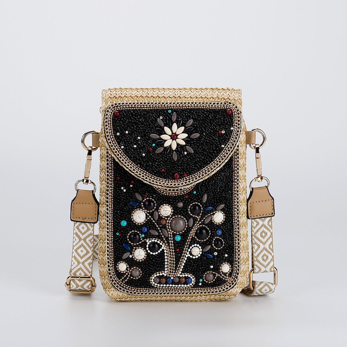 Rice Bead Bag Woven Women's Shoulder