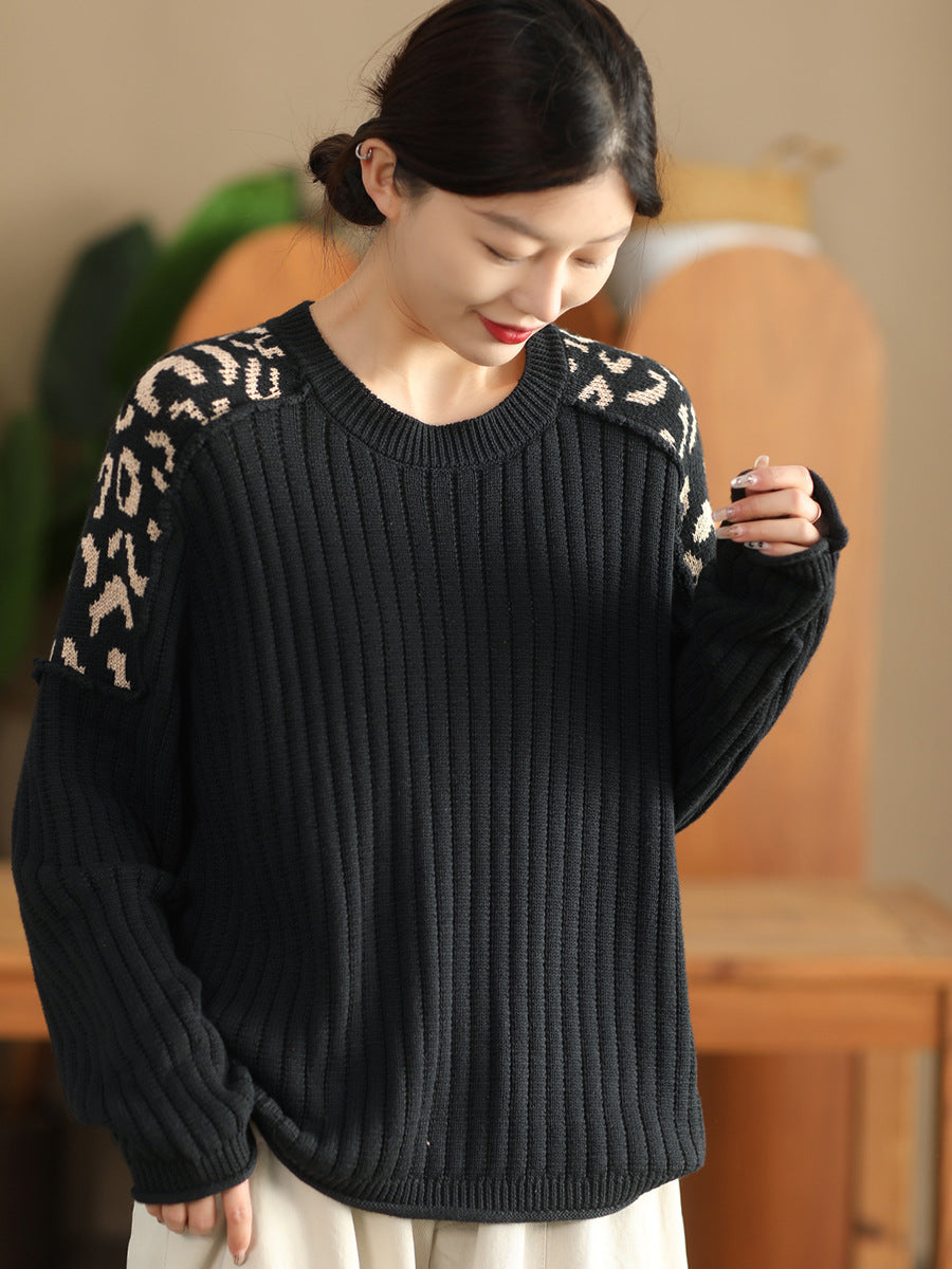 Artistic Casual Top Women's Fashionable Round Neck Cotton Pullover