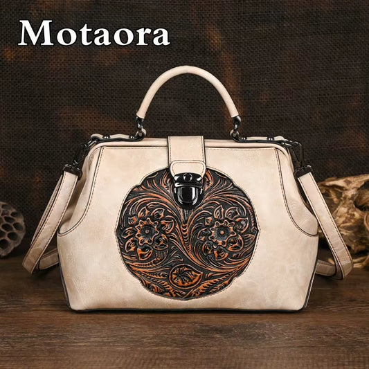2025 Luxury Handmade Women's Shoulder Bag - Vintage Embossed Leather Handbag with Dual Functionality