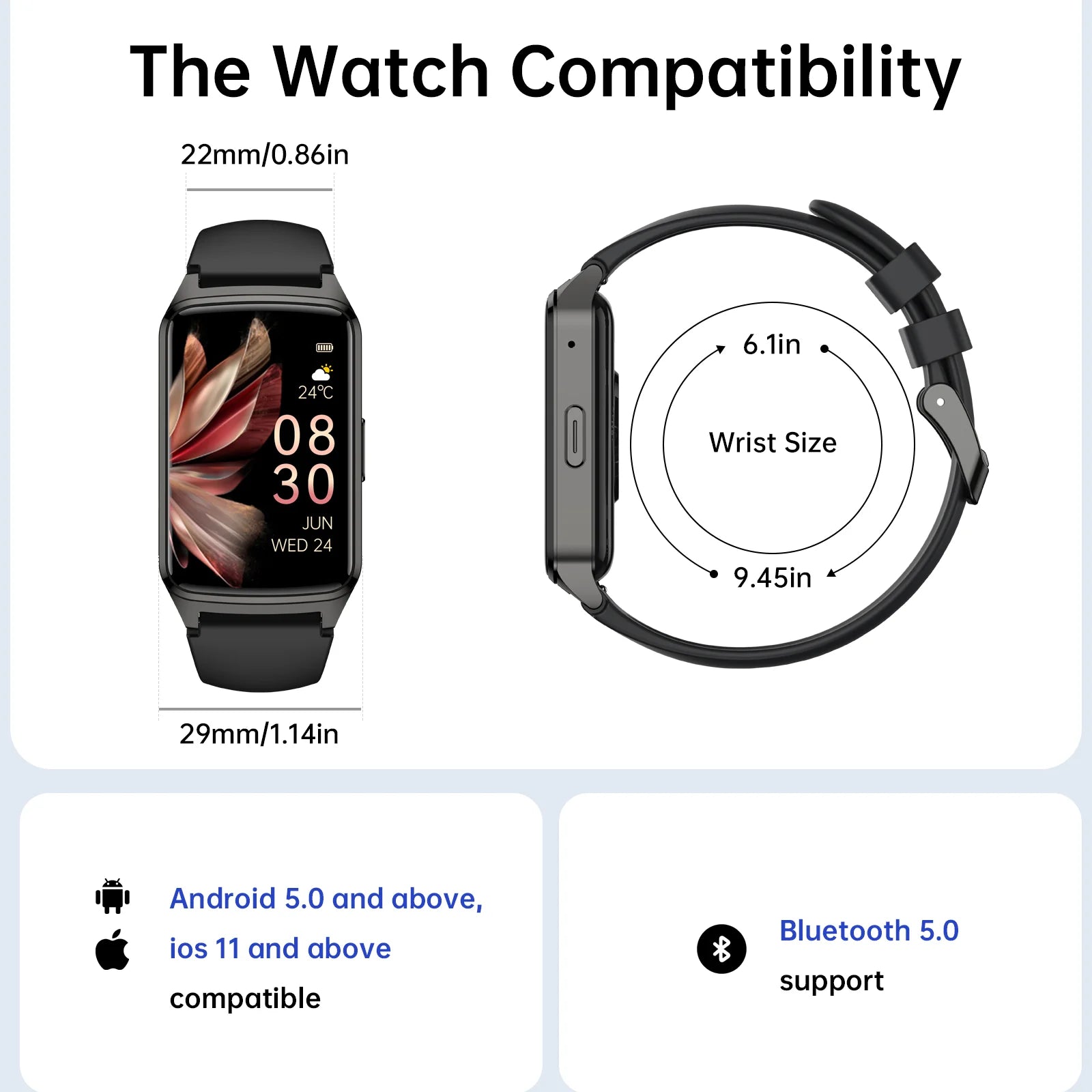 Fitness Tracker Smart Watch for Women Men Make/Answer Calls with Fitness and Wellness Tracking 100+ Sports Modes Step Calorie Counter IP68 Waterproof Fits for Android and Iphone, Black