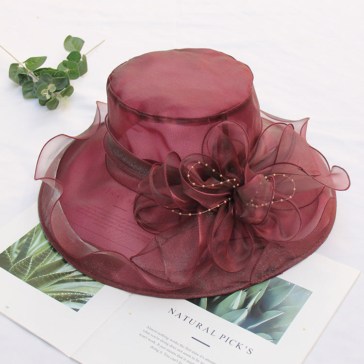 Cool Retro Flower Mesh Sun Hat Organza Sunscreen Women's
