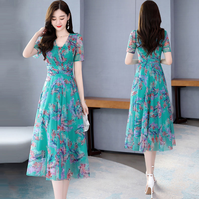Long Slimming Chiffon Dress