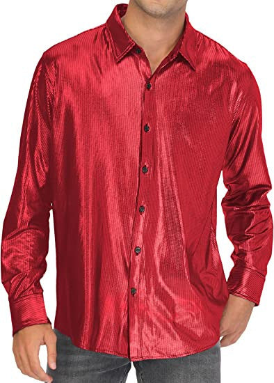 Men's Formal Solid Color Casual Sequin Button-up Shirt