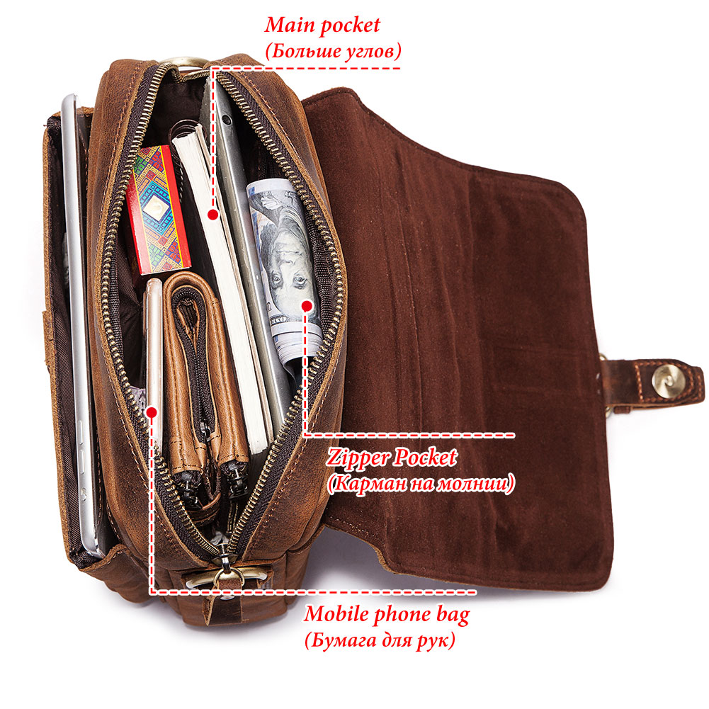 Large Capacity Retro Men's Leather Shoulder Bag