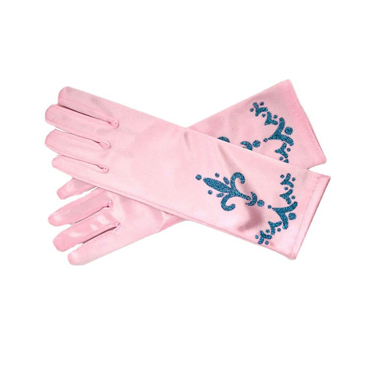 Children's Fashion Simple Printed Satin Gloves