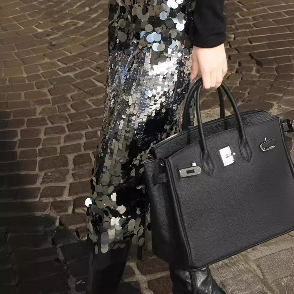 Luksus Fashion All-match Pailletter Skede-nederdel