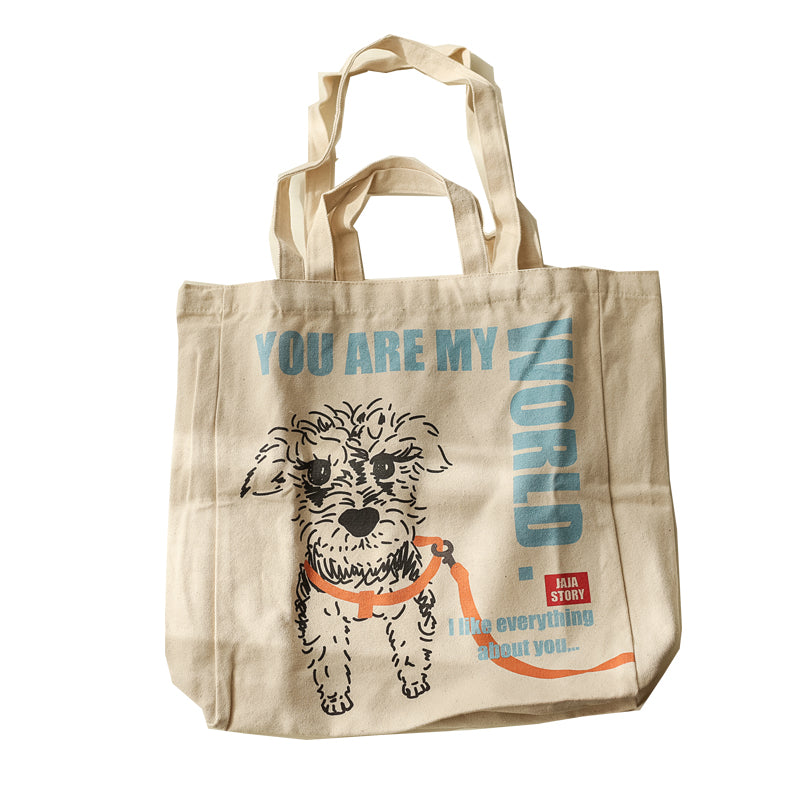 Schnauzer Canvas One Shoulder Tote Mom Bag